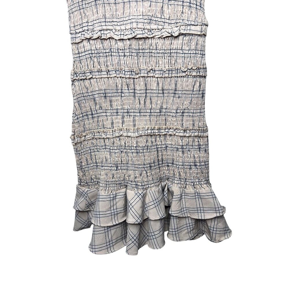 Lulus Out and About Blush Plaid Smocked Ruffled Mini Dress Size small - Picture 9 of 13
